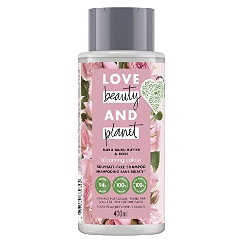 Image of Love Beauty And Planet Women's Vegan Shampoo with Muru Muru Butter and Rose Colour Formula for Coloured Hair Certified Vegan 400 ml