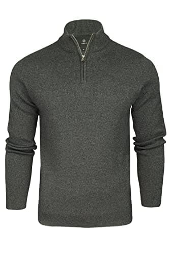 Image of Xact Men’s Quarter Zip Jumper Cotton Rich Regular Fit, 1/4 Zip Pullover Sweater, Smart Casual Knitwear, Classic Zip Neck Jumper (Dark Grey Marl) XXL