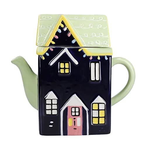 Image of KitchenCraft The Nutcracker Collection Ceramic Teapot House, 1.2 L, Gift Boxed,Navy Blue
