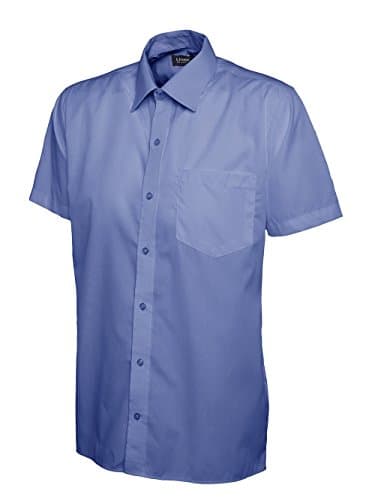 Image of 247-Clothing Mens Classic Short Sleeve Shirt Poplin Office Casual Easy Care Colours (17.5 Collar, Mid Blue)