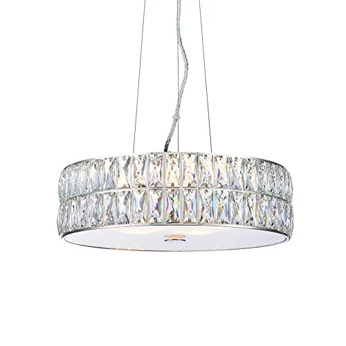 Image of Jaya Ceiling Light - Glass Enclosed Light Pendant Fitting - Height Adjustable Hanging Lights - LED Integrated Crystal Chandelier Lighting Fixtures - Steel Light Fitting - Multi Arm Fixture - Chrome