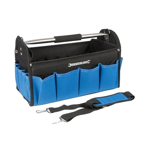 Image of Silverline 748091 Tool Bag Open Tote,Black, Blue,400 x 200 x 255 mm