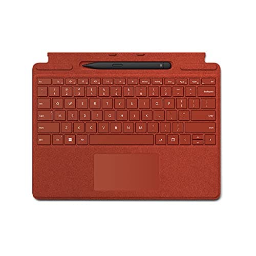 Image of Microsoft Surface Pro 9, 8 or X - Signature Type cover - Red - and Slim Pen 2 - Black - bundle