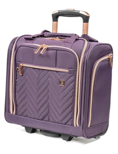 Image of Gino Ferrari Luggage Softside Suitcase with Wheels - Soft Shell Travel Wheeled Cases | Softer Premium Detailed Suitcases for Holidays, Breaks and Getaways (Purple, Under Seat)