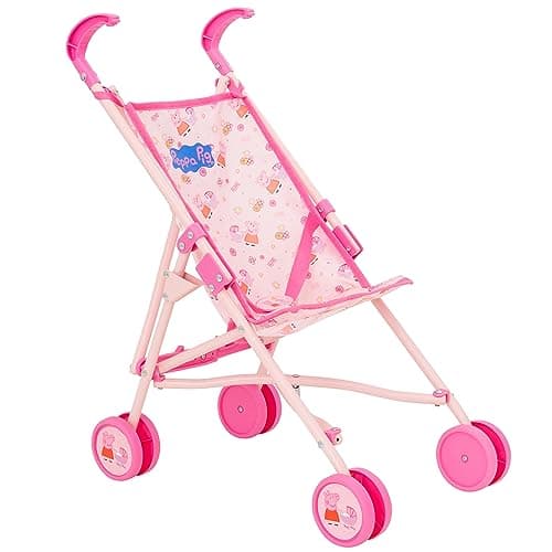 Image of Peppa Pig Single Stroller | Childrens Toy Buggy in Peppa Pig Pattern | Childrens Baby Doll Stroller Toy Umbrella Fold Stroller | Role Play Toy Dolls Buggy Pushchair | Ages 2+