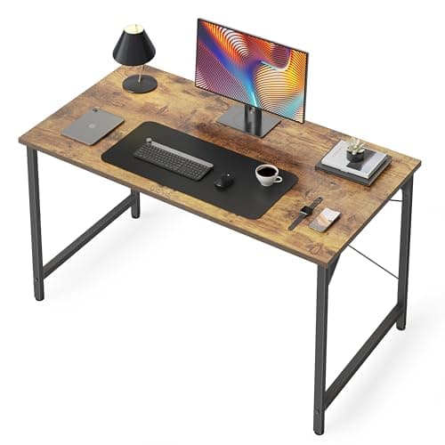 Image of CubiCubi Computer Desk 100 x 48 x 75 cm Home Office Laptop Desk Study Writing Table, Modern Simple Style, Rustic Brown
