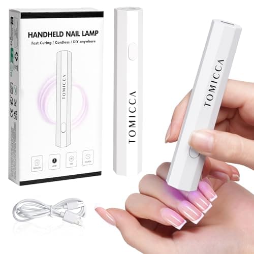 Image of TOMICCA Portable UV LED Nail Lamp — Mini Cordless Nail Dryer with Rounded Octagonal Design, Fast Curing, Adjustable Timer (20s/60s), Type-C Charging, Perfect for Professional & Home Use, White