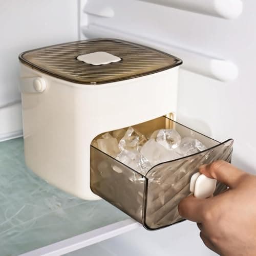 Image of Ice Maker Machine Counter Top, Easy Press Ice Cube Maker, Release All Ice Cubes in One Second, 48 Ice Cube Tray Storage Box with Handle, Ice Tongs & Basket, Portable Ice Machine for Home/Office/Bar