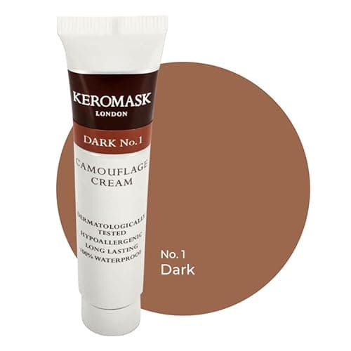 Image of Keromask Full Coverage Hypoallergenic Concealer Shade DARK No 1 to Camouflage Vitiligo, Tattoos, Redness and Rosacea, Waterproof and Suitable for All Skin Types 1 x 15ml