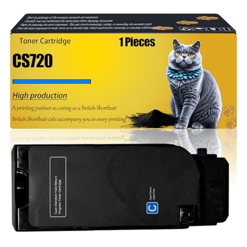 Image of CS720 Compatible for Lexmark Toner Cartridge 74C2SK0 74C2SC0 74C2SM0 74C2SY0 CS720 CS725 CX725 Printers (Cyan)