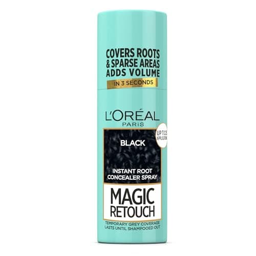 Image of L'Oréal Paris Magic Retouch Instant Root Spray, Golden Brown. Provides flawless coverage for grey regrowth in 3 seconds. The 75ml spray ensures quick, easy application for a natural finish.