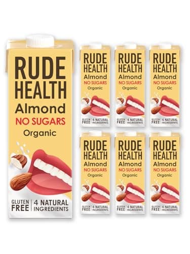 Image of Rude Health 6 x 1 Litre Organic No Sugars Almond Dairy-Alt Milk, 100% Natural Organic Drink, Lactose Free, Dairy Free & Gluten-Free, No Sugars, Award-Winning, Healthy & Vegan