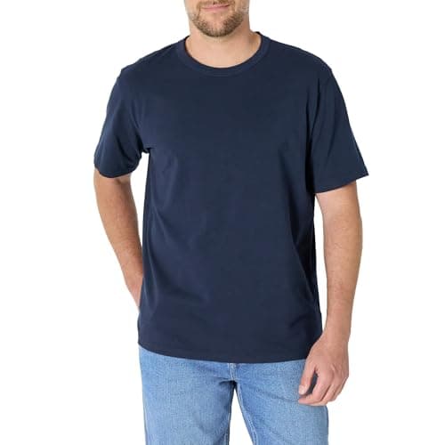 Image of Amazon Essentials Men's Relaxed-Fit Heavyweight Cotton T-Shirt, Navy, XL