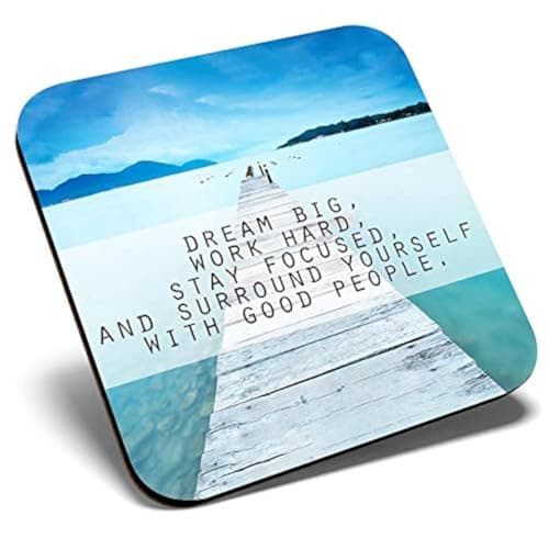 Image of Great Single Coaster Square - Motivational Quote Dream Big |Glossy Quality Coasters | Tabletop Protection for Any Table Type #24602