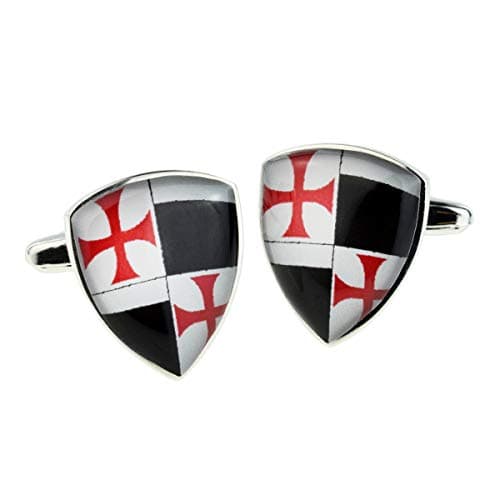 Image of GTR Multiple Knights Templar Cross Shield Cufflinks Presented in a Cufflink Box