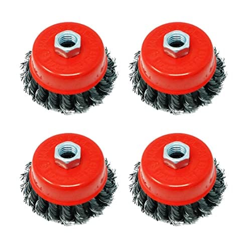 Image of Dapetz ® 4 x Twist Knot Wire Cup Brush 3" 75mm for 115mm Angle Grinders M14 Thread for Metal and Stone Working, Cleaning, Surface Preparation and Fabrication Tasks
