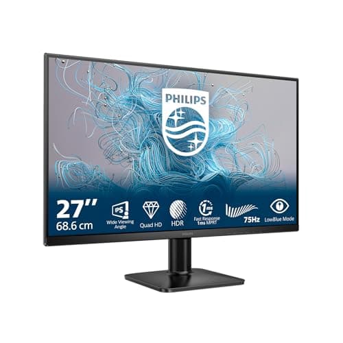 Image of Philips 27E2N1500L 27 Inch QHD Monitor, 75Hz, IPS, 1ms MPRT, Adaptive Sync, HDR10, (2560x1440,HDMI 1x1.4,DP 1x 1.4) Black