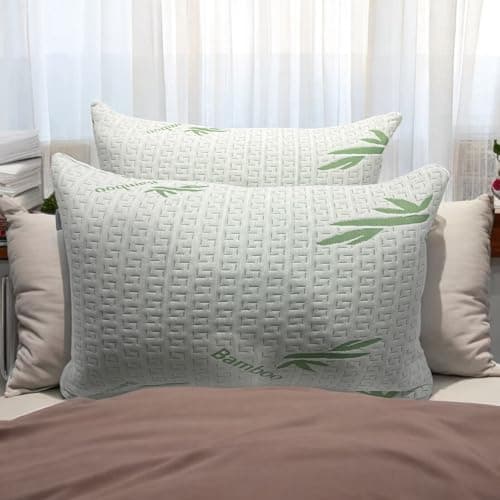 Image of zumzams High Density Memory Foam Pillow with Soft Bamboo Aloe Vera Cover Orthopedic Bed Pillow Memory Foam neck Pillows for Sleeping Pillow for Neck Pain (Pack of 1(70cm x 40cm))