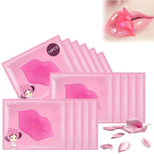 Image of 16PCS Collagen Crystal Lip Mask Set, Moisturizing Lip Sleep Mask with Rose Extract, Lip Exfoliator Anti Wrinkle Patches for Lips, Plumping&Hydrating Overnight Lip Care for Reduces Lip Lines Dead Skin
