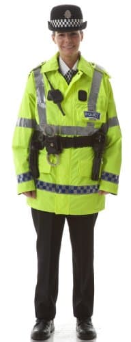 Image of Star Cutouts SC077 British Policewoman Yellow Uniform Lifesize Cardboard Cutout – Police Display, Window Prop & UK Event Decoration