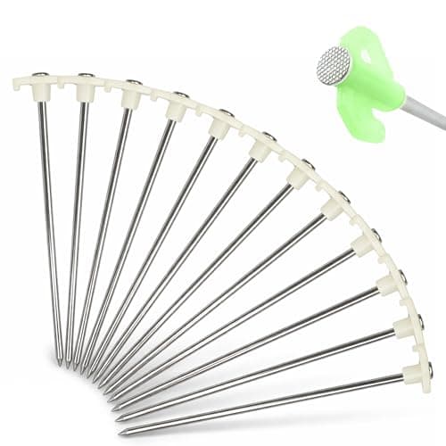 Image of 12pc Glow in The Dark Rock Pegs | Large Heavy Duty Storm Proof Tent Pegs, Galvanised Steel Rust Proof | Awning, Camping, Tents, Tarpaulin Camping Tents, Gazebos and Gardening, for Hard Ground