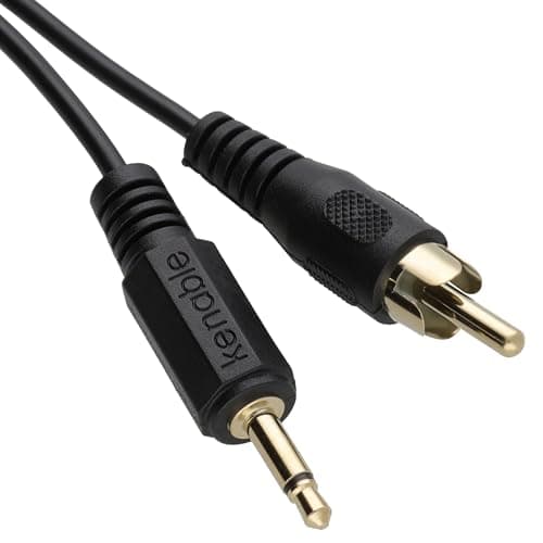 Image of kenable 3.5mm Mono Jack to RCA Phono Cable Gold Plated Audio Lead Black 2m