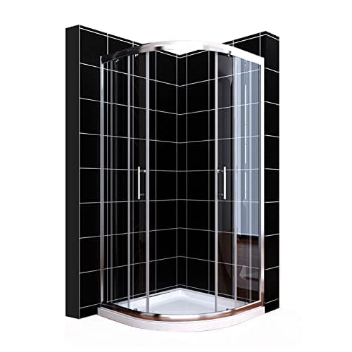 Image of ELEGANT 800 x 800mm Offset Quadrant Shower Enclosure 6mm Tempered Sliding Glass Cubicle Door