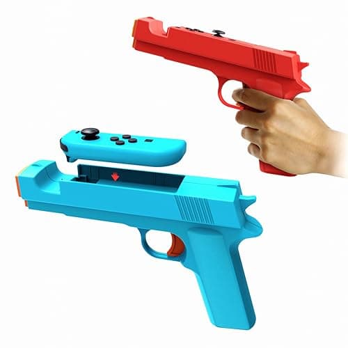 Image of Game Gun for Switch/Switch OLED Controller[2 Pack],Switch Pistol Motion Controller Hand Grip Shooting Games Wolfenstein 2:The New Colossus-for Nintendo Switch Gun Shooter Hunting Games(Blue+Red)