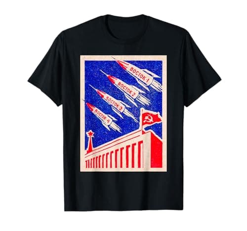 Image of Vostok Rockets Vintage 1960s Soviet Space Art T-Shirt