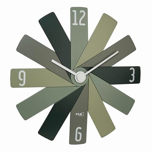Image of TFA Dostmann Clock in The Box 60.3020.04 Designer Clock, Non Ticking, Long Battery Life, Suitable for Bedroom/Kitchen/Study (Green)
