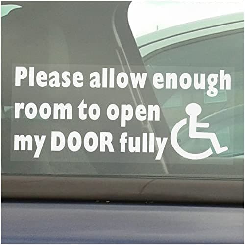 Image of 1 x Please Allow Enough Room To Open My DOOR Fully Disabled Car Window Sticker Van Truck Vehicle Sign Disability Mobility Leave Self Adhesive Vinyl Handicapped Logo 200x87mm D23