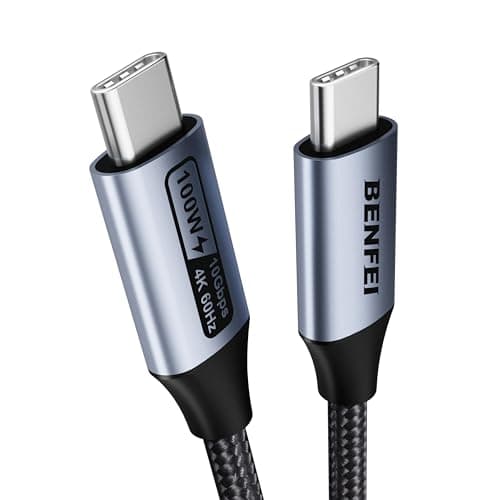 Image of BENFEI USB C to USB C Monitor Cable(4K@120Hz), 100W PD Fast Charge, 10Gbps Data Transfer, 0.9 Meter Tangle-Free Silicone USB-C Cable [Aluminum Shell, Woven Design]
