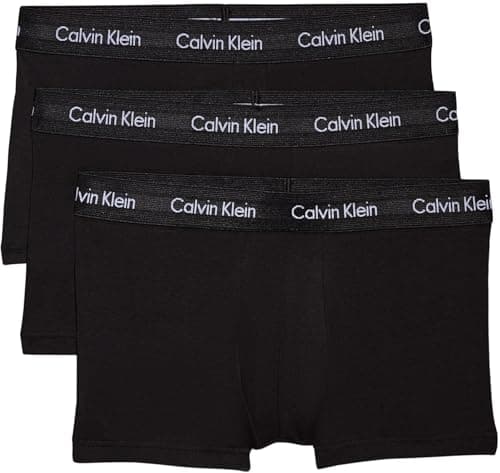 Image of Calvin Klein Men’s 3 Pack Low Rise Trunks, Black (Black W. Black Wb), M