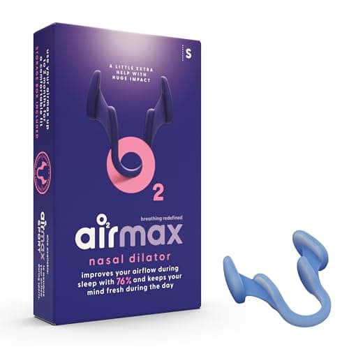 Image of Airmax Nasal Dilator - Anti snoring Devices - Nose Dilator, Sleep aid and Snore Stopper - Breathe Right Through the Nose - Snoring aids for Men and Women - with Free Storage Box - 1 Pack - Small Blue