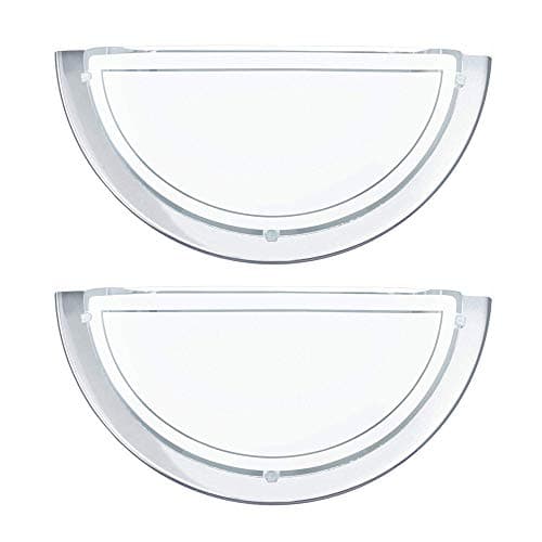Image of Britalia 2 Pack - Polished Chrome Metal & Decorative White Painted Glass Modern Half Circle Flush Wall Light | 29cm Wide | 1 x ES E27 Lamp Bulb Required (Not Included) | 240 Volts