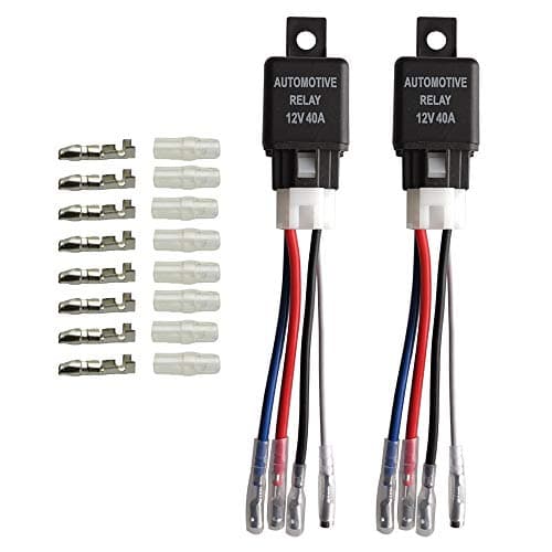 Image of Gebildet 2pcs Car Relay Harness 12V 40A 4 Pin SPST Harness Sockets with Color-labeled Wires for Automotive Truck Motorcycle Boat