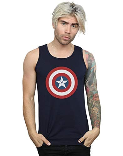 Image of Marvel Men's Captain America Civil War Shield Vest Navy Blue Medium