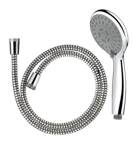 Image of Croydex® Contour Maxi 1 Funcion Large Shower Head Handset and Shower Hose Pipe Set Chrome - Saving Water by up to 50%