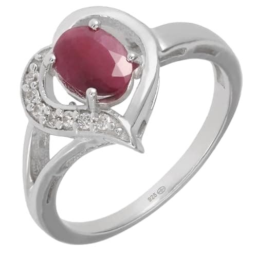 Image of Artipol European Style French Style Ring Rhodium Plated Silver - Natural Stone - Model M62, 48, Rhodium Silver Natural stone, Ruby