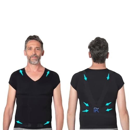 Image of PERCKO - Everyday Back Pain Relief Vest - Ergonomic Posture Corrector for Men, Comfortable and Adjustable Support for Improved Spine Health, Black, PK4