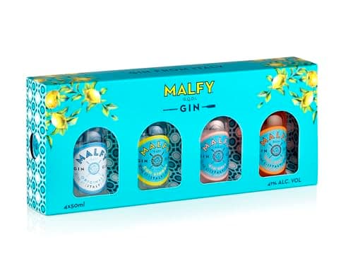 Image of Malfy Italian Gin Miniatures Gift Box Selection | 4 x 5cl | Grapefruit, Lemon, Blood Orange and Original Flavoured Gin Minis | Perfect Gin Gift set | Ideal for Birthday Gifts and Special Occasions