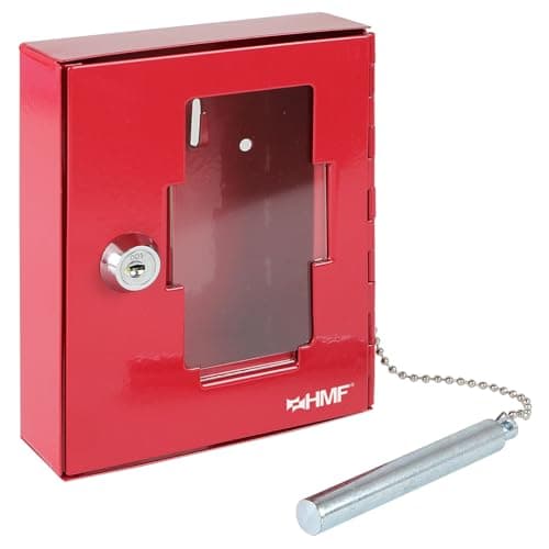 Image of HMF 1021-03 Emergency Key Box with Glass Breaker 15 x 12 x 4 cm, RAL 3002 red