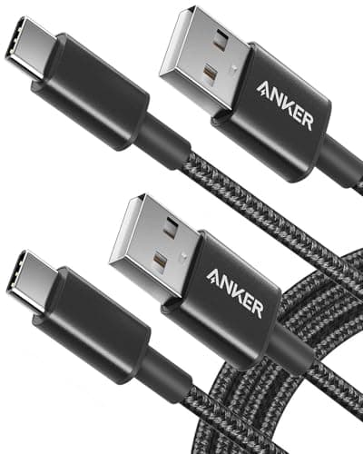 Image of Anker USB C Charger Cable, 2-Pack 6 ft (1.8 m) USB to USB C Cable, USB A to USB C Braided Phone Charger Cable for iPhone 17/16/15, iPad Pro, Samsung Galaxy, and More(Black)