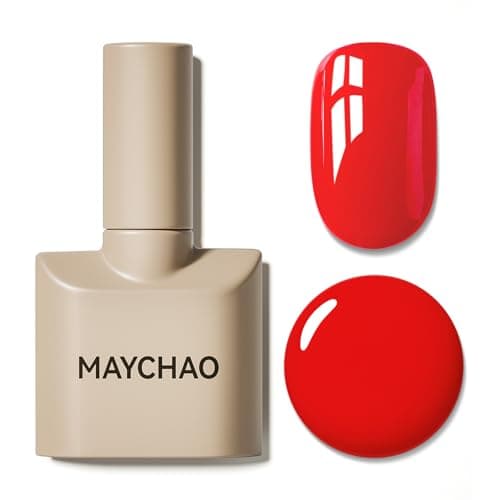 Image of MAYCHAO 15ML Gel Nail Polish, Red Gel Nail Polish, Soak Off UV LED Nail Varnish Nail Art Starter Manicure Salon DIY at Home, 0.5 OZ