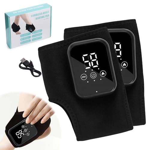 Image of 3-in-1 Foot Massagers, Cordless Heated Ankle & Foot Massager for Therapy Pain and Circulation, Rechargeable Feet Pad with 3 Massage Modes & 3 Heat Levels for Heel, Sole & Arch (Black, 2PCS)