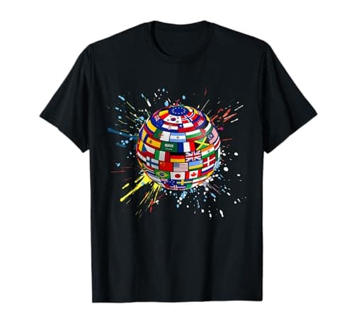 Image of International World Flags T-shirt Flags World Map for kids T-Shirt