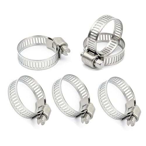 Image of 6 Pack Stainless Steel Hose Clip Adjustable 16-25mm (5/8'' - 1'') Worm Gear Hose Clamp, Metal Fuel Line Pipe Clamp for Plumbing, Automotive and Mechanical Application