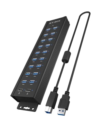 Image of ICY BOX IB-HUB1720-U3 USB 3.2 Gen 1 Hub with 12V/3A Power Adapter, Aluminium Housing and 2 USB Charging Ports