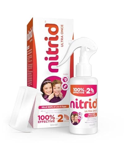 Image of Nitrid Ultra Once All-in-One Head Lice Treatment Spray & Comb - 100% Effective on Lice & Eggs in 2mins, Includes Spray 120ml & Nit Comb - 2023 New Formulation