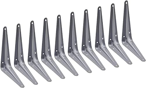 Image of TERF® London Shelf Bracket Grey 200mm X 150mm (8 X 6 inch) Wall Mounted Shelving Support Corner Brackets Book Shelf Bracket Floating Shelve Bracket and Multi Purpose Use - Pack of 10